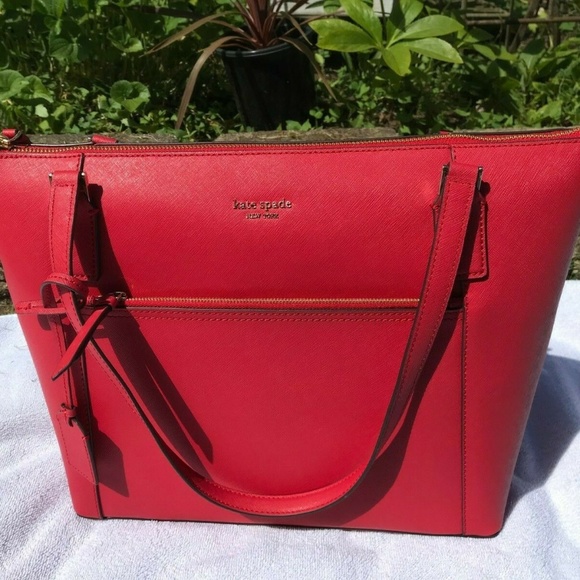 NWT New Kate Spade Large Red Pocket Tote Bag - Picture 4 of 8